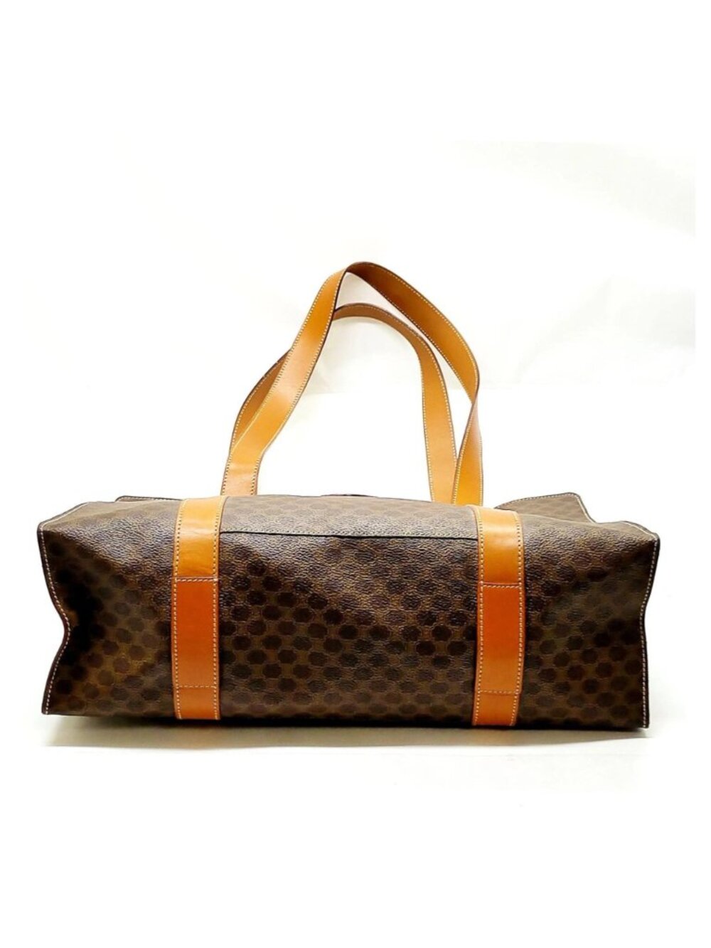 Authentic Celine Macadam Tote Bag Brown PVC Tan Leather Shoulder Bag Vintage - Picture 6 of 16